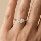 Horizontal marquise moissanite solitaire ring
