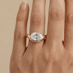 Close up of east west oval moissanite solitaire setting