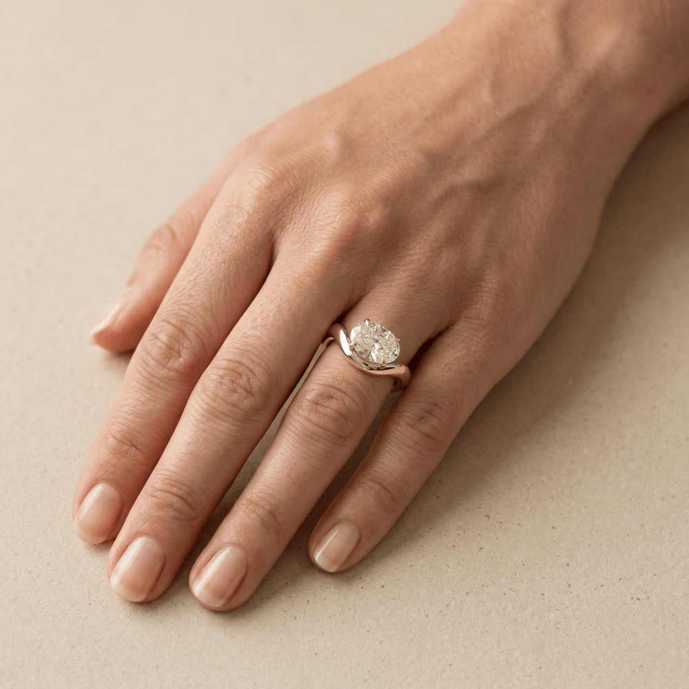 Minimalist east west moissanite ring in yellow gold