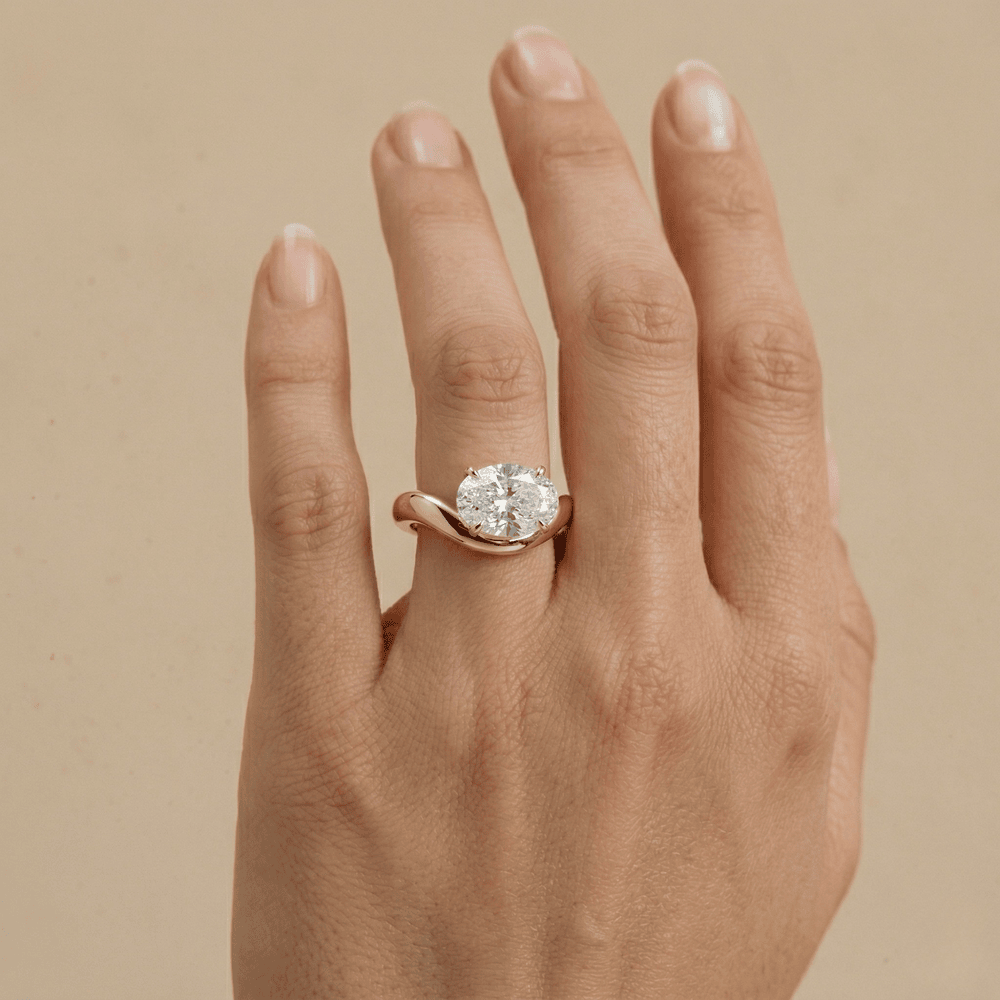 Unique oval moissanite ring for modern brides