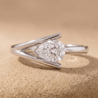East West Pear Cut Moissanite Ring in 14K White Gold