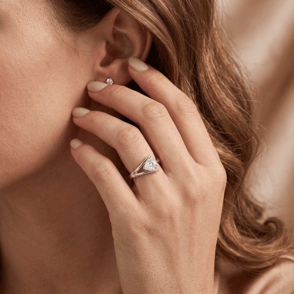 Luxury East West Pear Solitaire Ring for Engagement