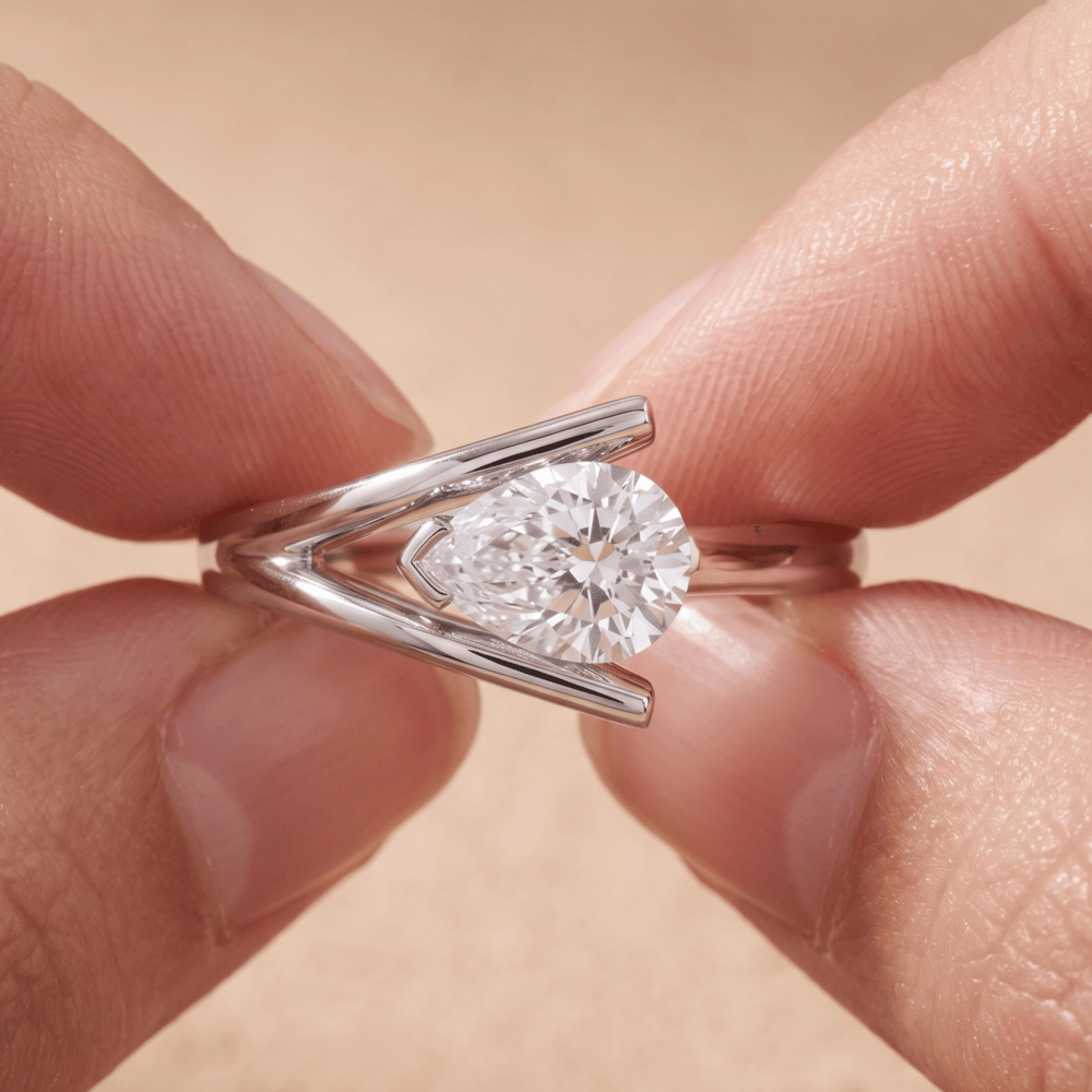 Minimalist Pear Cut Moissanite Ring for Her
