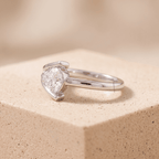 Side View of 14K White Gold Pear Moissanite Ring