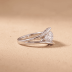 Pear Shaped Moissanite Solitaire Ring in White Gold side view