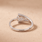 Modern Pear Moissanite Ring in Solid 14K White Gold