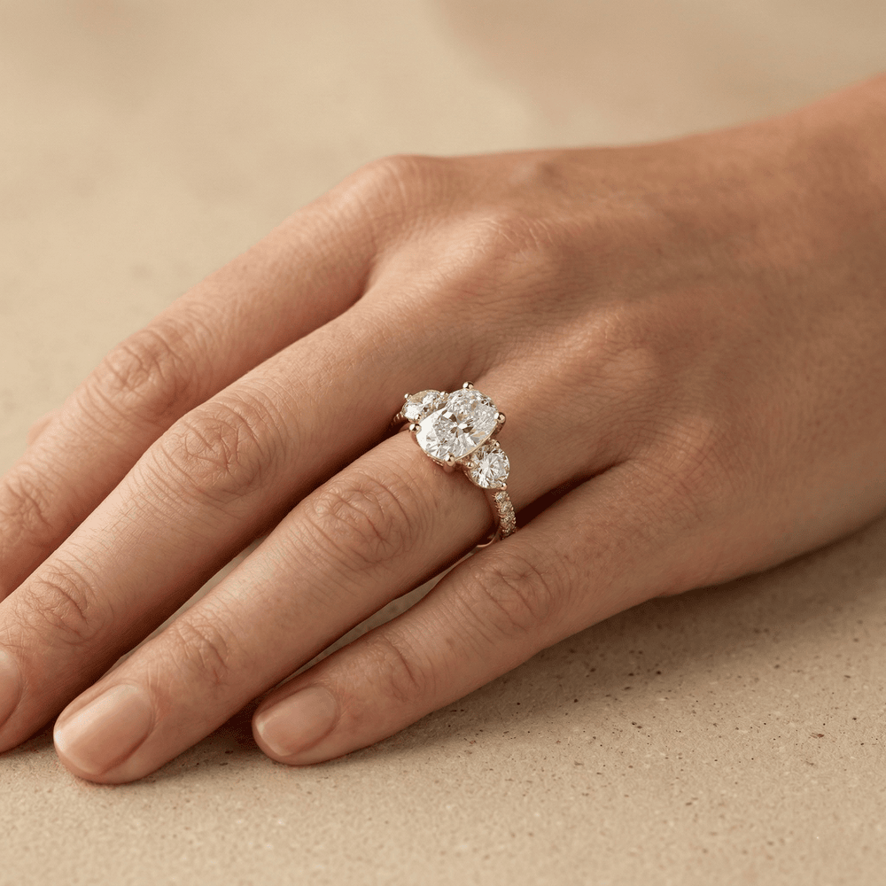 Elongated cushion bridal engagement ring with sparkling moissanite