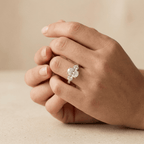 Moissanite engagement ring with classic cathedral setting