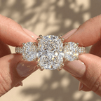 Elongated cushion cut moissanite engagement ring
