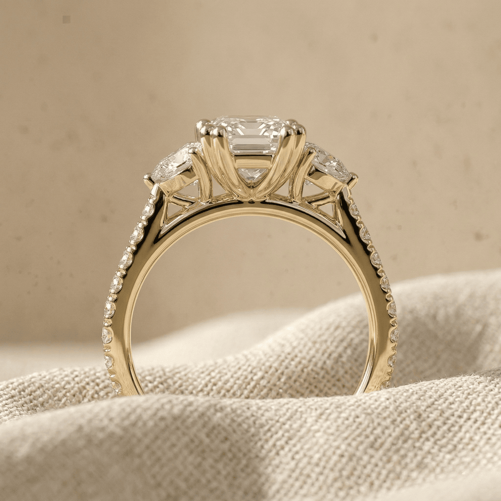 Moissanite cathedral ring for wedding proposal