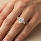 Minimalist elongated cushion moissanite gold ring