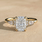 Elongated cushion moissanite engagement ring in 14KT gold