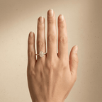 Elongated cushion bridal ring with hidden moissanite halo