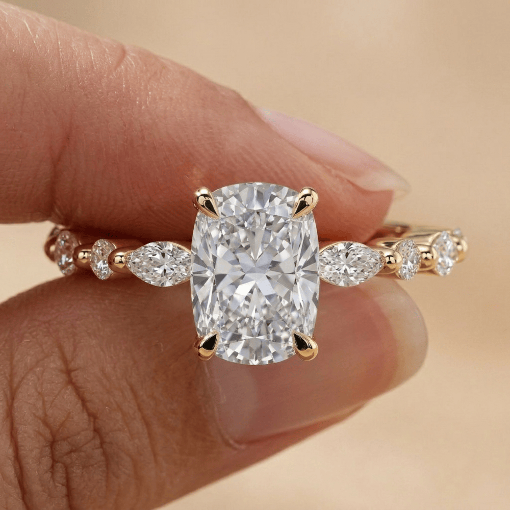 18K solid yellow gold moissanite bridal ring