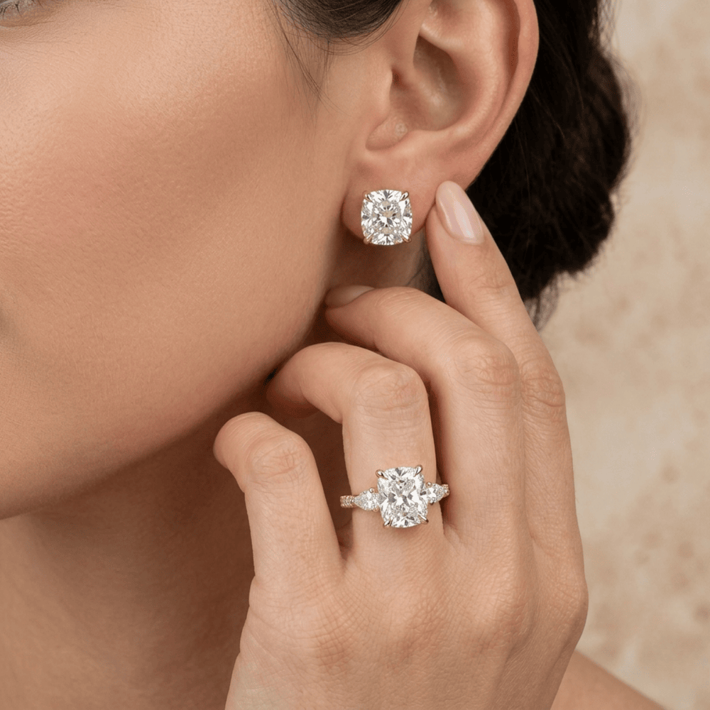 Elongated Cushion Moissanite Wedding Ring for Her