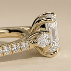 Cushion Cut Moissanite Engagement Ring with Accent Stones