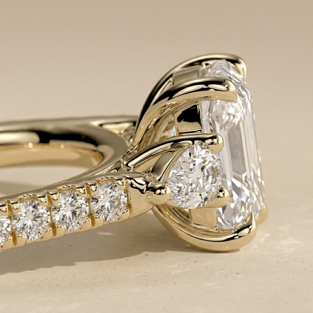 Cushion Cut Moissanite Engagement Ring with Accent Stones