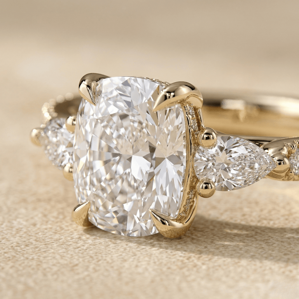 Solid 14K Gold Pavé Set Moissanite Ring