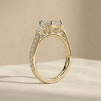 Luxury 14K Gold Cushion Moissanite Ring with Pavé Setting