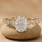 Elongated cushion moissanite solitaire promise ring