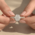 Elongated cushion cut moissanite ring for her
