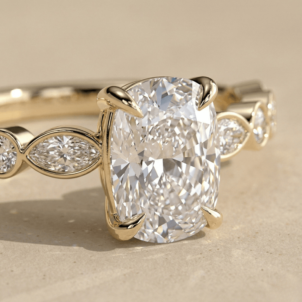 Elegant elongated cushion solitaire ring for women