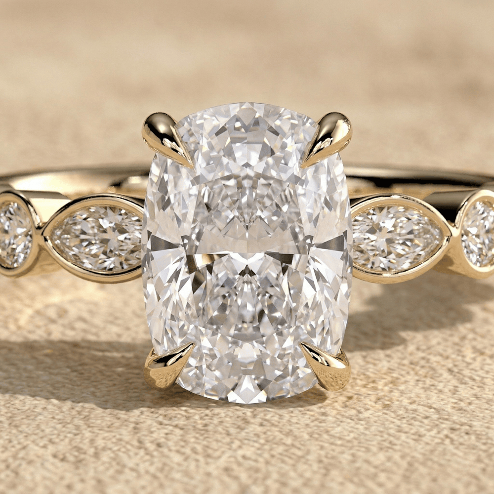 Cushion cut moissanite engagement ring