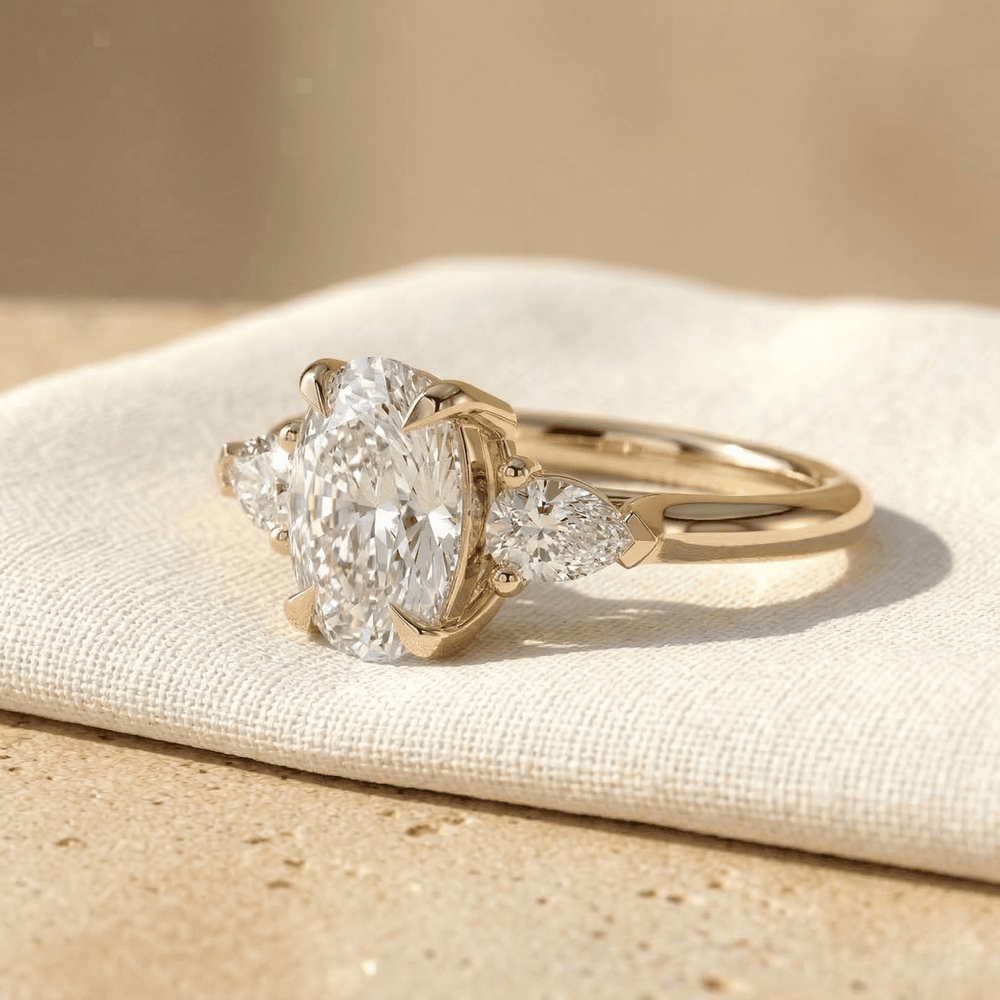 Moissanite engagement ring side profile