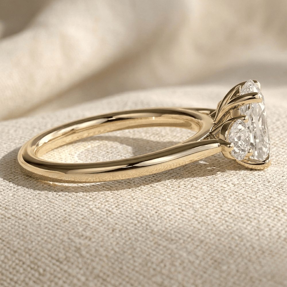 Elegant elongated cushion bridal ring