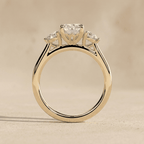 Three stone moissanite ring symbolizing lasting love