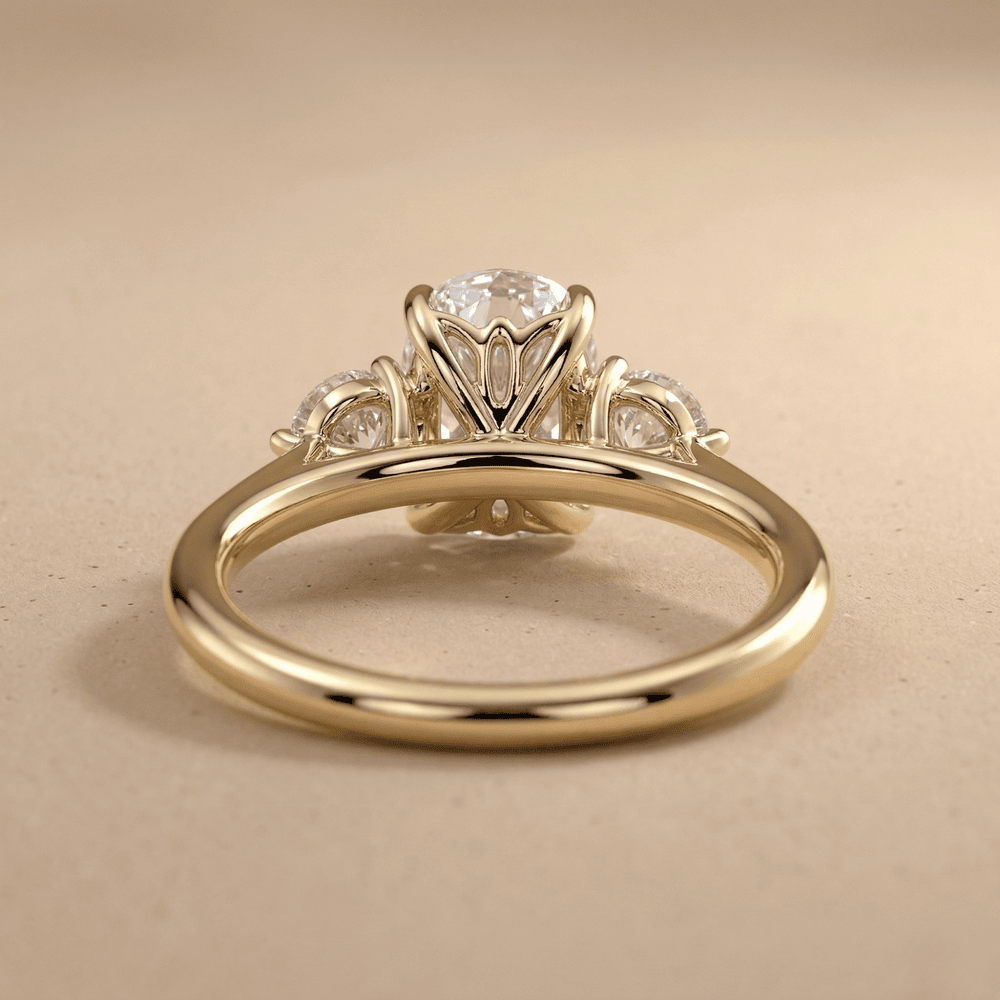 Elongated cushion promise ring close up