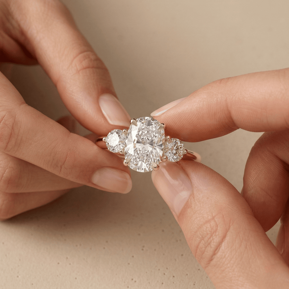Classic three stone moissanite ring for women