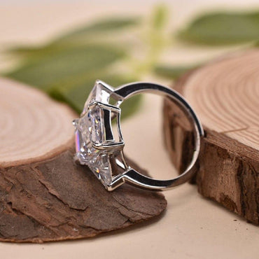 Emerald cut diamond Unique rose gold Triangle cut diamond Cluster engagement ring - JBR Jeweler