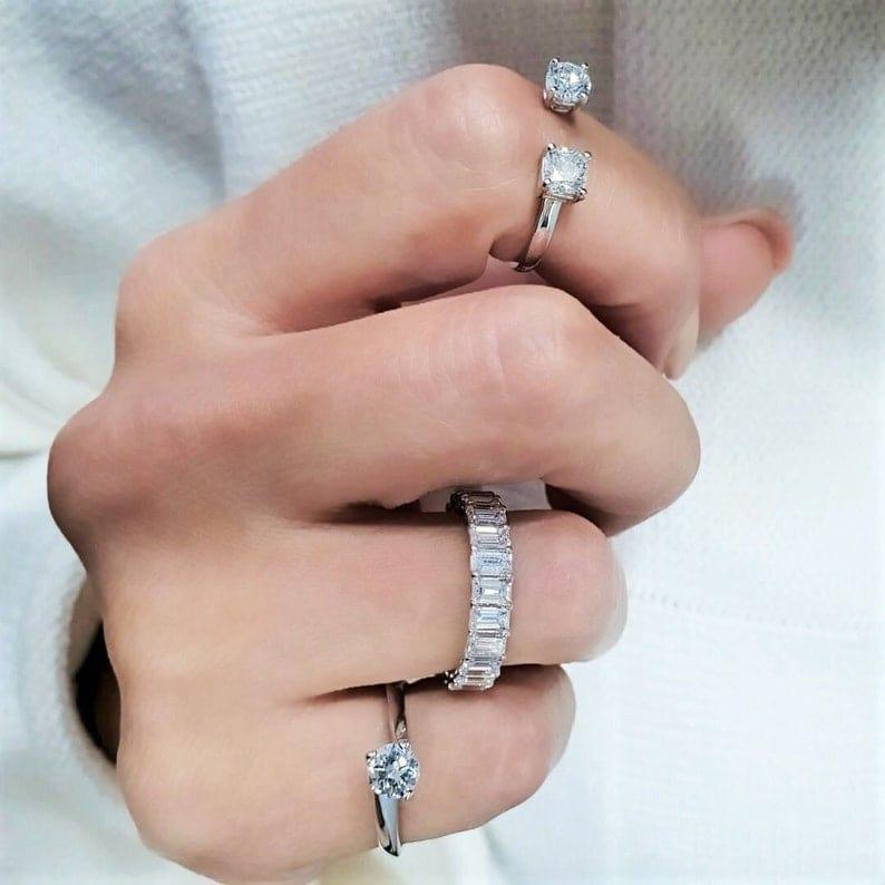 Emerald Cut Full Eternity Lab-Grown Diamond Wedding Ring - JBR Jeweler