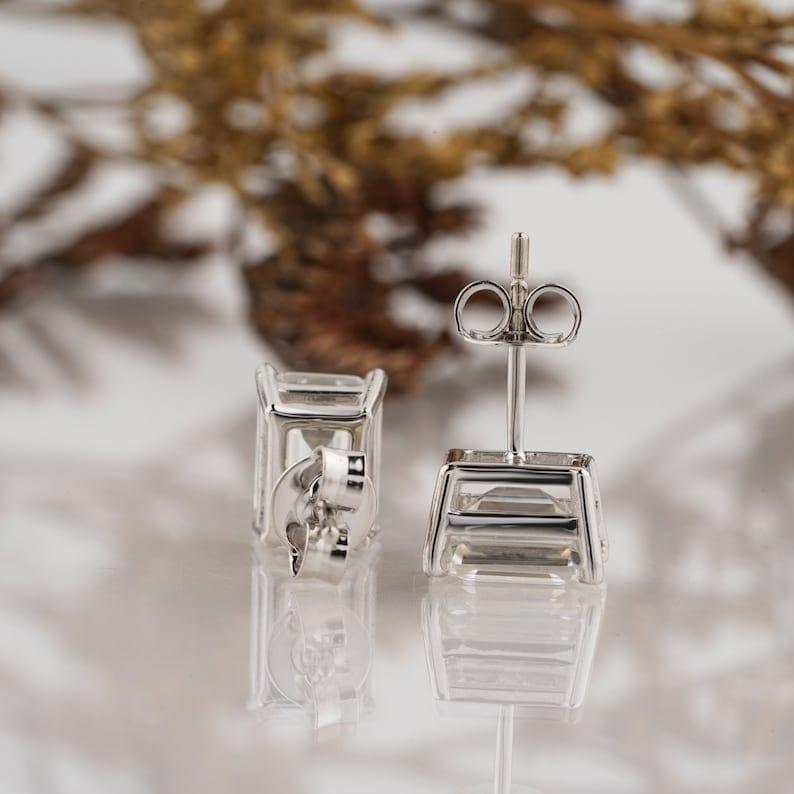 Emerald Cut Lab Grown Diamond Screw Back Earring - JBR Jeweler