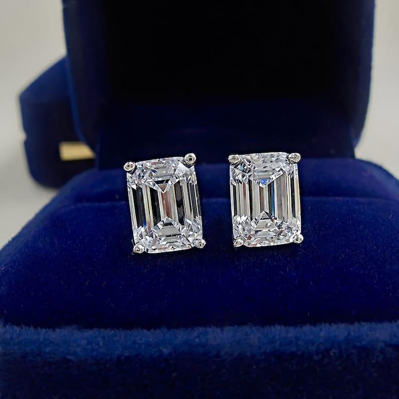 Emerald Cut Lab Grown Diamond Screw Back Earring - JBR Jeweler