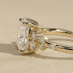 Emerald cut moissanite ring side view