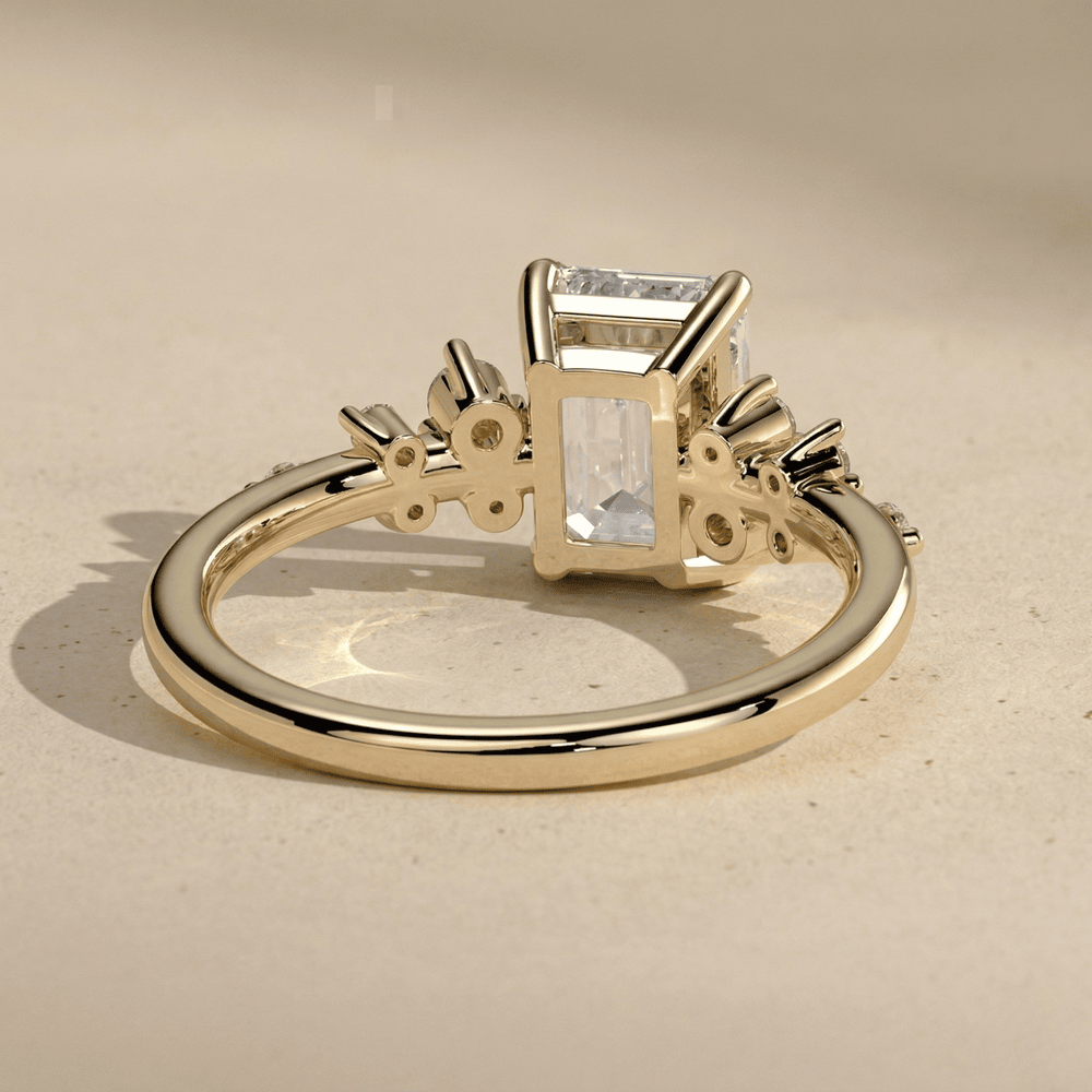 Emerald cut moissanite bridal ring design