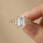 Moissanite cluster engagement ring for her