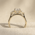 Elegant emerald cut moissanite bridal ring in gold