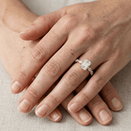 Vintage style emerald moissanite proposal ring