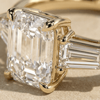Elegant emerald cut moissanite ring in 14K gold