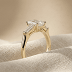 Elegant emerald cut moissanite ring in 14K gold