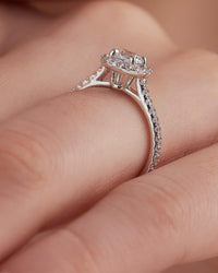 Floating Round Lab Grown Diamond Solitaire Halo Ring - JBR Jeweler