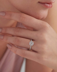 Floating Round Lab Grown Diamond Solitaire Halo Ring - JBR Jeweler