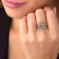 Flower Rope Style Round Cut Sterling Silver Rose Ring - JBR Jeweler