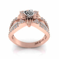 Flower Rope Style Round Cut Sterling Silver Rose Ring - JBR Jeweler