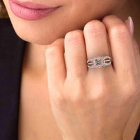 Flower Rope Style Round Cut Sterling Silver Rose Ring - JBR Jeweler