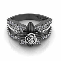 Flower Rope Style Round Cut Sterling Silver Rose Ring - JBR Jeweler