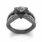 Flower Rope Style Round Cut Sterling Silver Rose Ring - JBR Jeweler